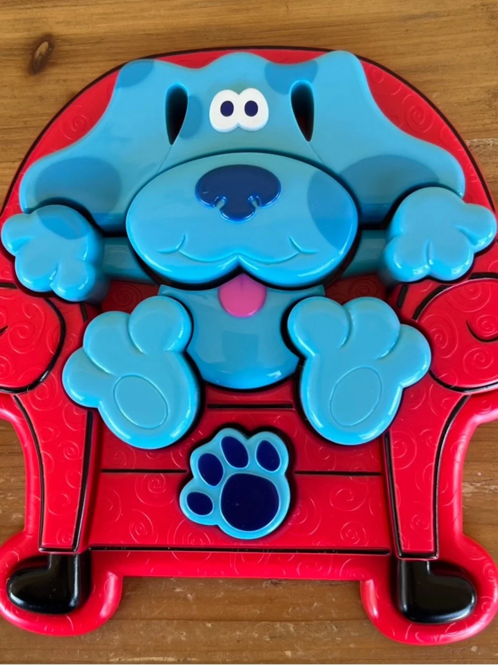 Interactive Blue Puppy Puzzle Dog Toy with Red Base